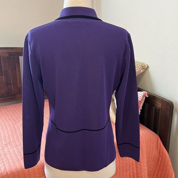 Exclusively Misook Petite Purple Black Stripe Zip Front Jacket size SP - Picture 4 of 15